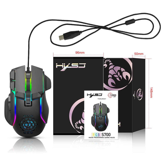 12800 DPI Adjustable Mechanical Mouse with RGB Lighting