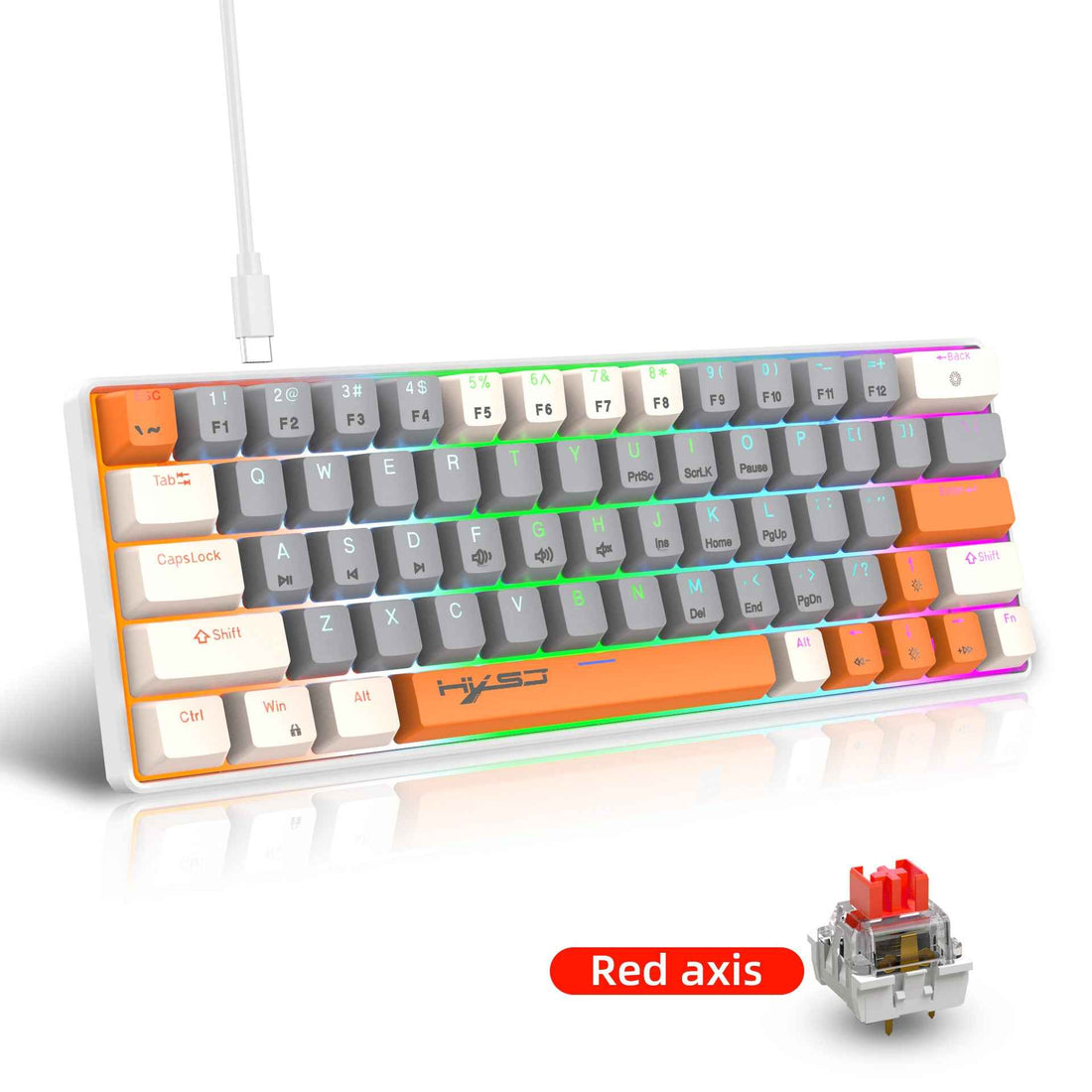 RGB Backlit Compact Mini Gaming Keyboard - 63-Key Mechanical Keyboard