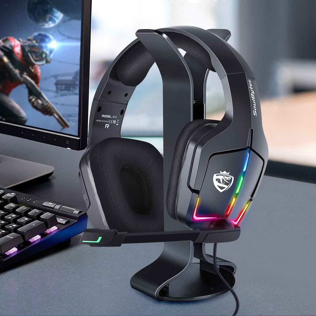 S12 Wired RGB Computer Gaming Headset - Perfect for PS4