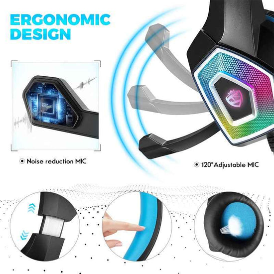 Wired Computer Headphones with Colorful RGB - Ultimate Gaming Experience