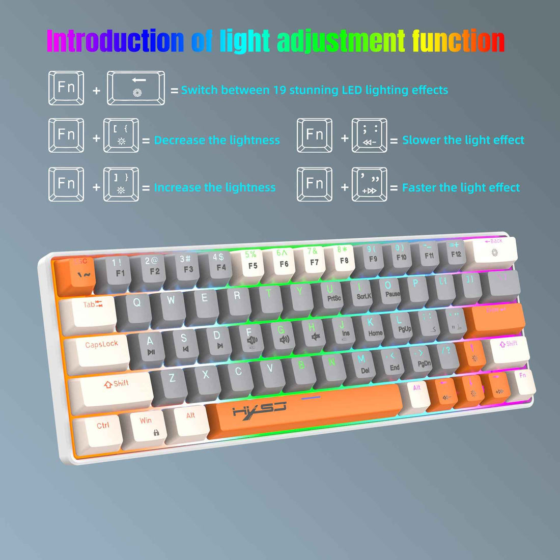RGB Backlit Compact Mini Gaming Keyboard - 63-Key Mechanical Keyboard