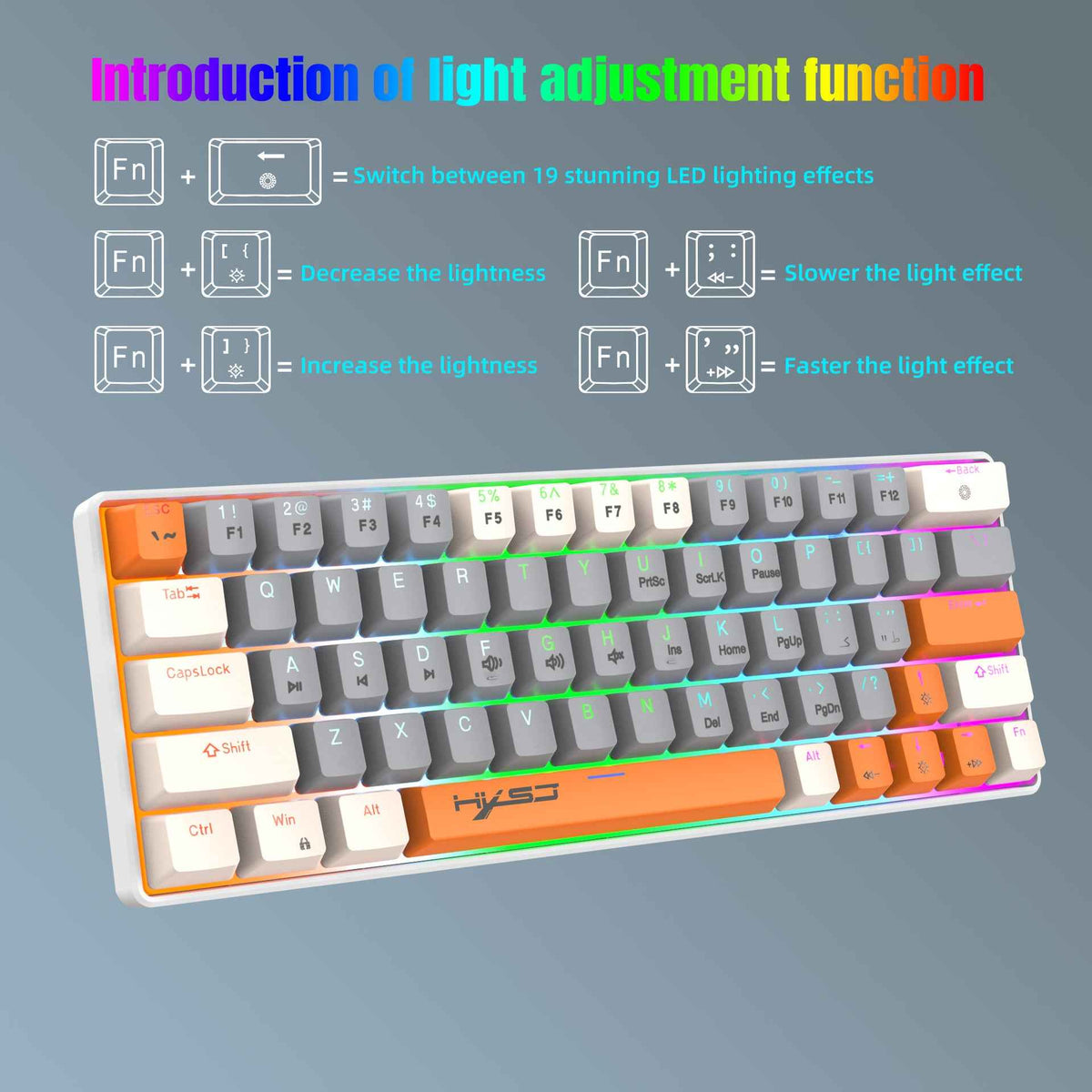 RGB Backlit Compact Mini Gaming Keyboard - 63-Key Mechanical Keyboard