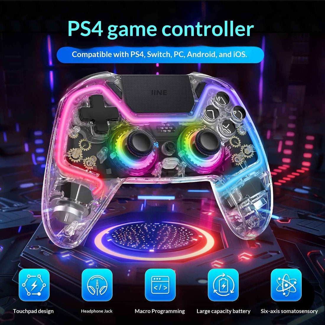 Transparent Game Console Controller - Wireless Bluetooth Gaming