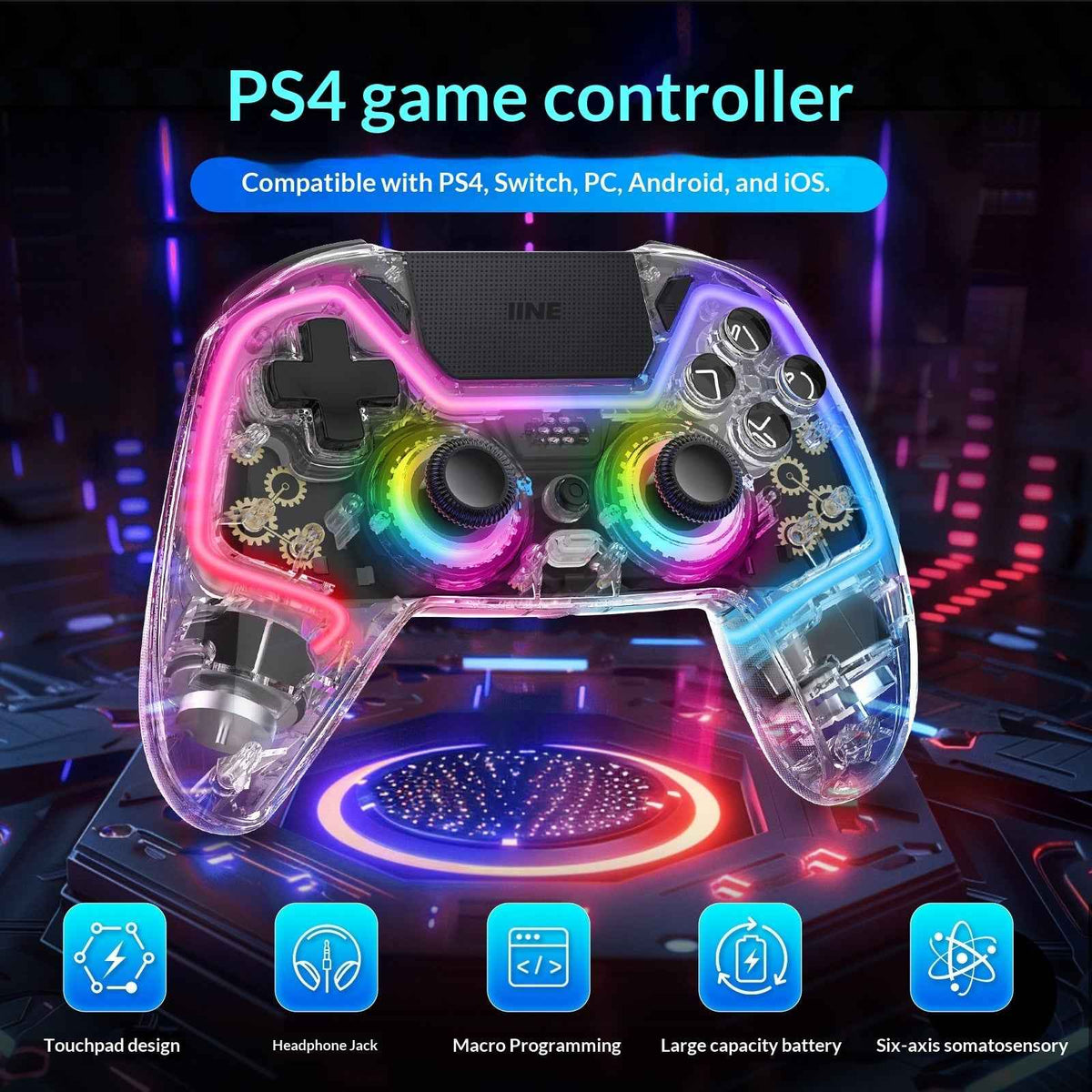 Transparent Game Console Controller - Wireless Bluetooth Gaming