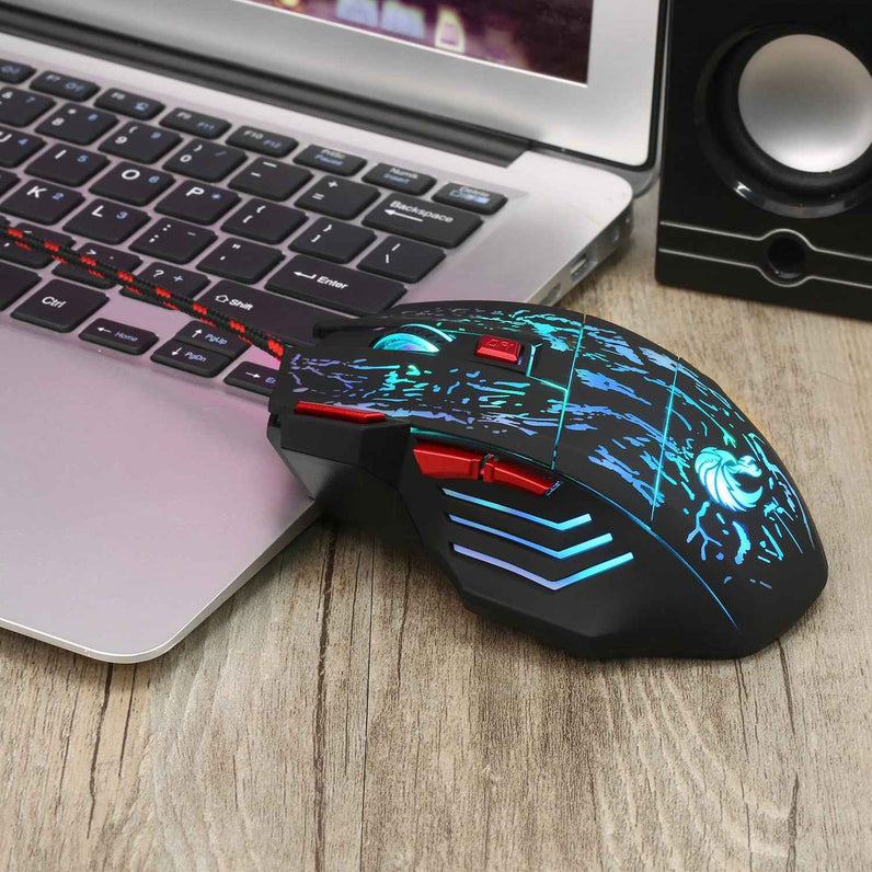 Colorful Luminous Gaming Mouse - Flowing Crack Wired Mouse