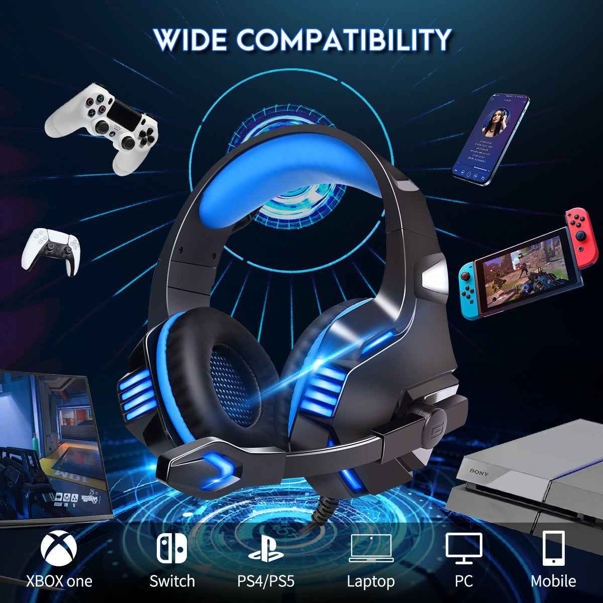 Head Mounted Gaming Headphones - Immersive Sound Experience