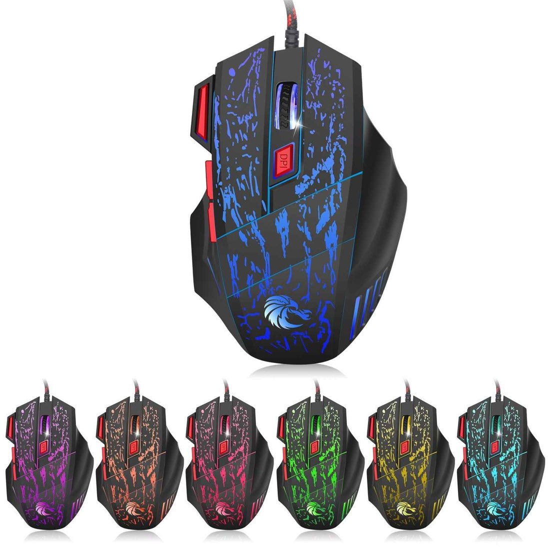 Colorful Luminous Gaming Mouse - Flowing Crack Wired Mouse