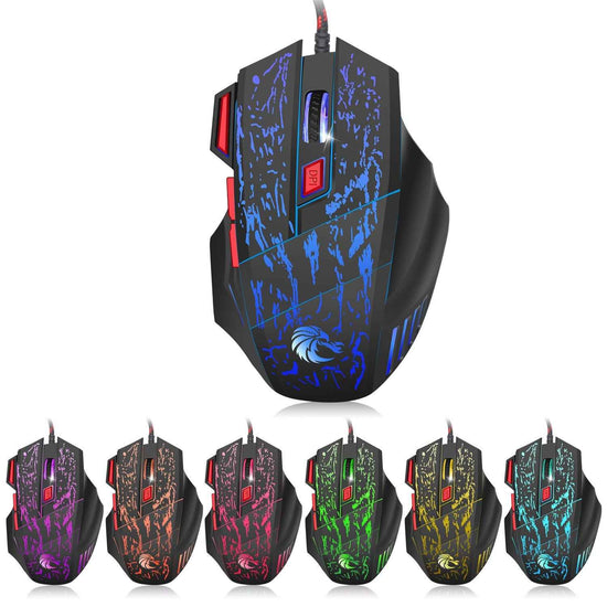 Colorful Luminous Gaming Mouse - Flowing Crack Wired Mouse