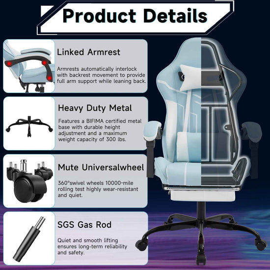 Computer Chair Ergonomic | Premium Gaming Chair with Footrest