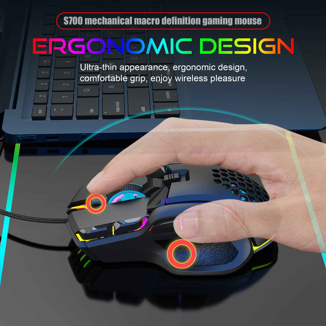 12800 DPI Adjustable Mechanical Mouse with RGB Lighting