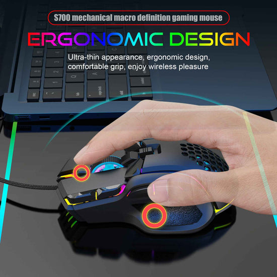 12800 DPI Adjustable Mechanical Mouse with RGB Lighting
