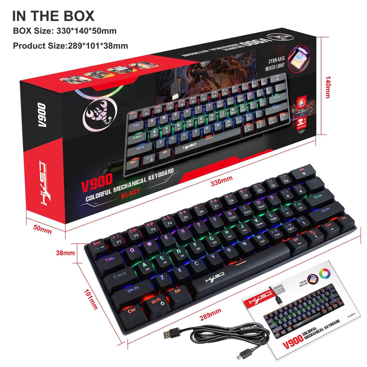 61 Keyboard Wired Blue Axis Office - Illuminated RGB Gaming Keyboard