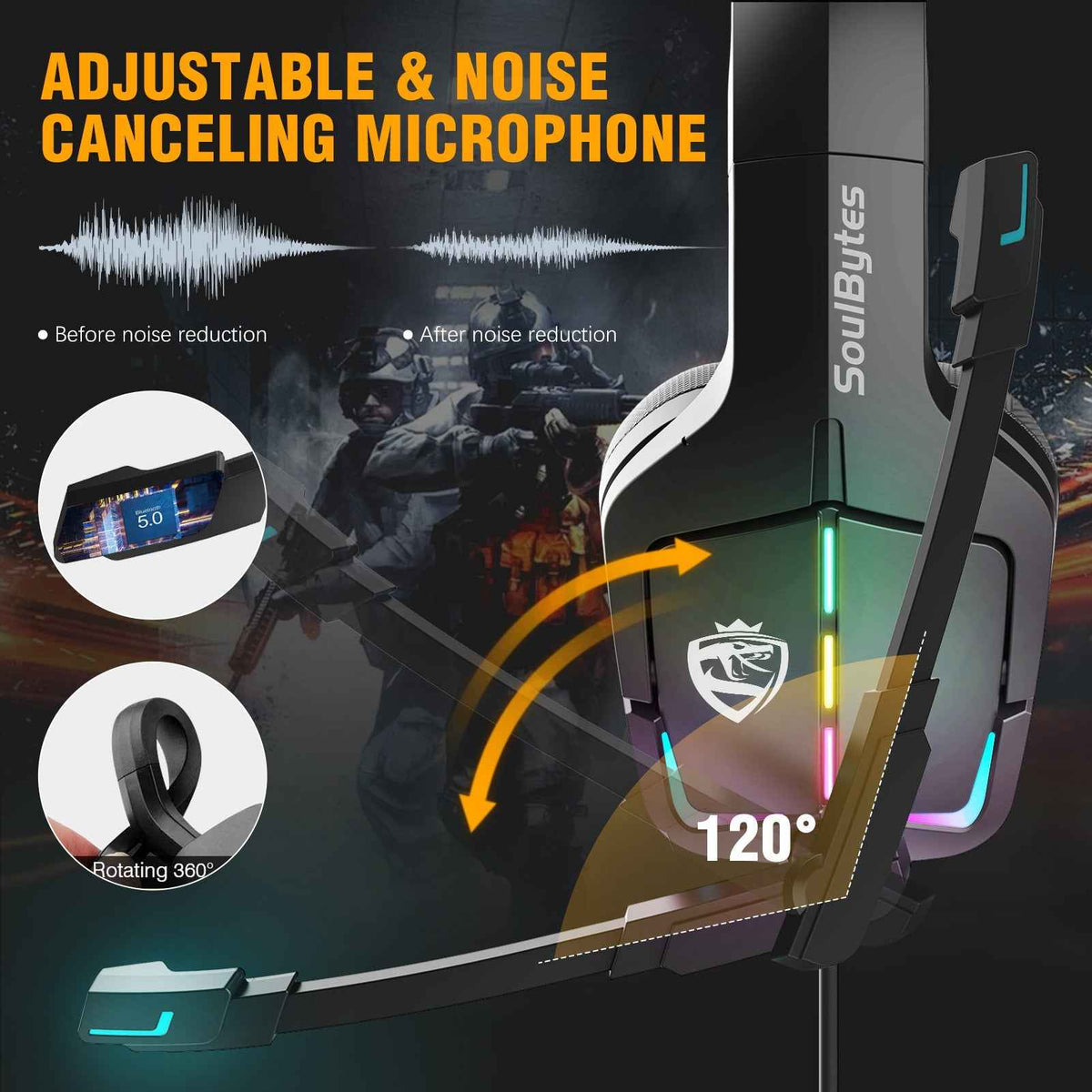S12 Wired RGB Computer Gaming Headset - Perfect for PS4