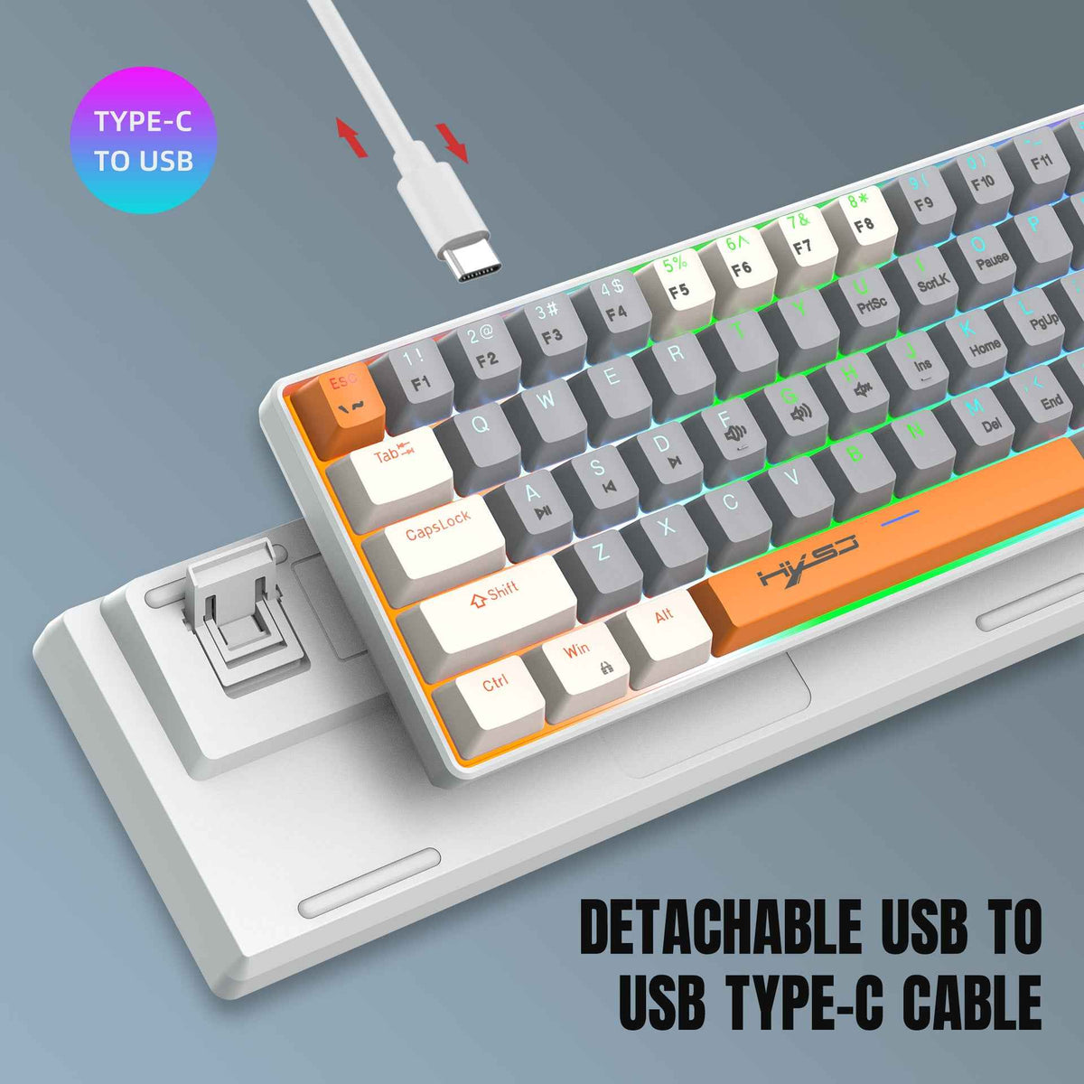 RGB Backlit Compact Mini Gaming Keyboard - 63-Key Mechanical Keyboard