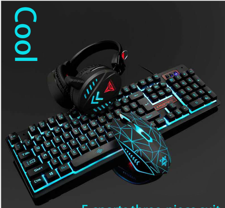 Waterproof LED Keyboard Mouse Headset Gaming Set - VX7