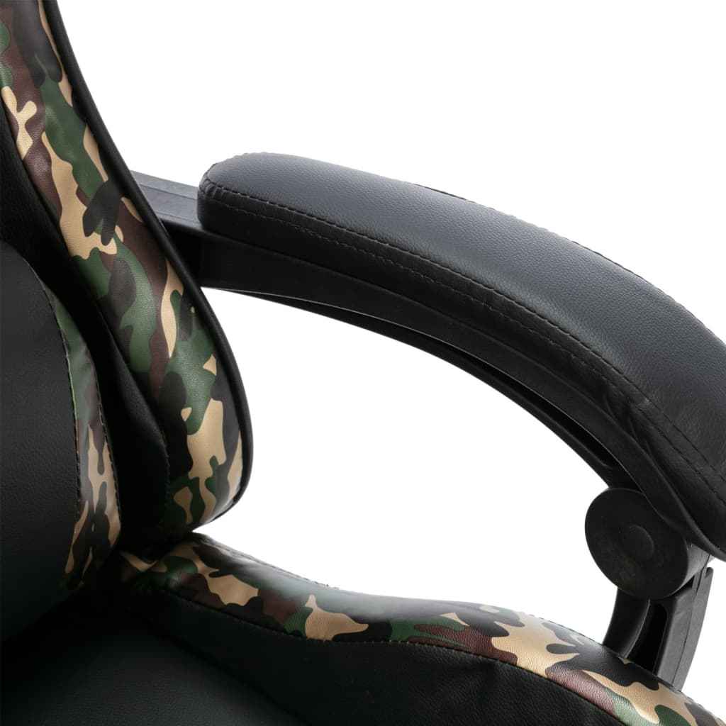 Gaming Chair with Footrest and Camouflage Pattern Faux Leather