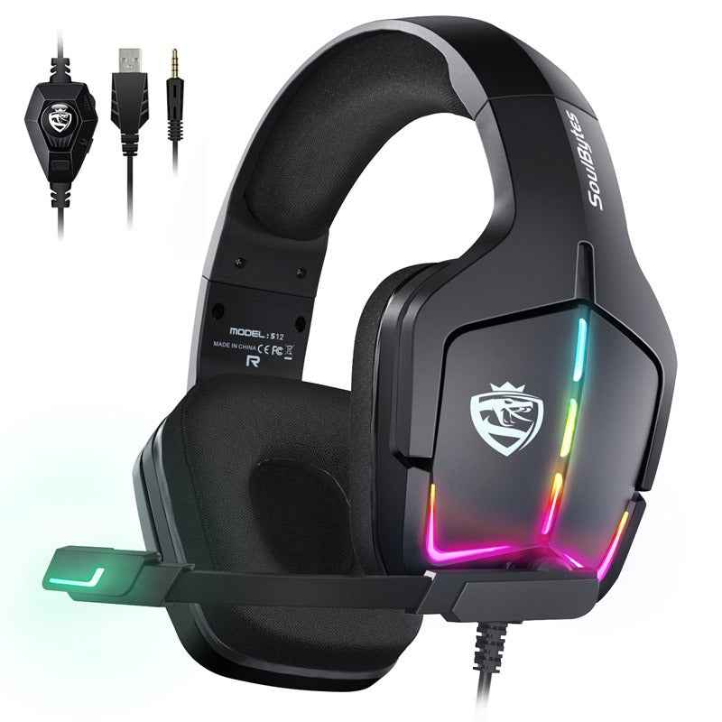 S12 Wired RGB Computer Gaming Headset - Perfect for PS4