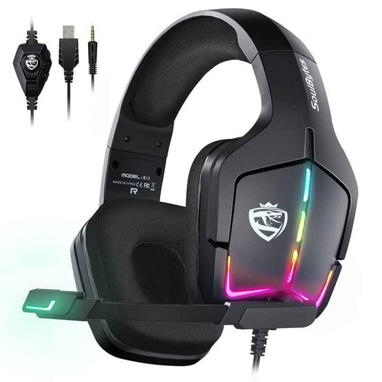 S12 Wired RGB Computer Gaming Headset - Perfect for PS4