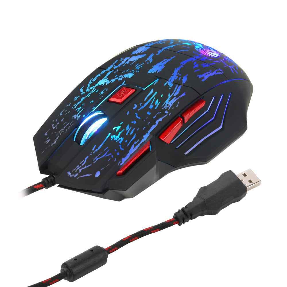 Colorful Luminous Gaming Mouse - Flowing Crack Wired Mouse