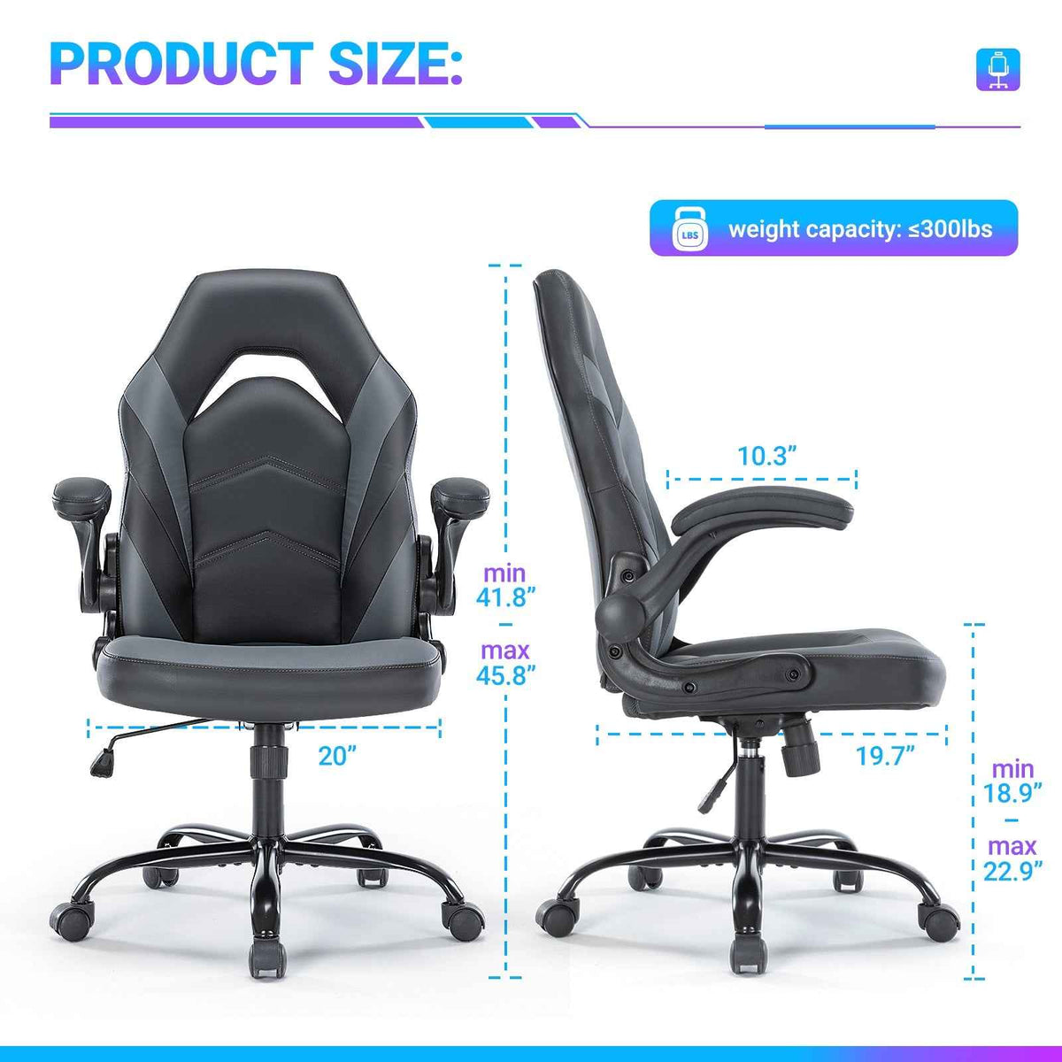 Computer Gaming Chair: PU Leather Ergonomic Swivel Office Chair