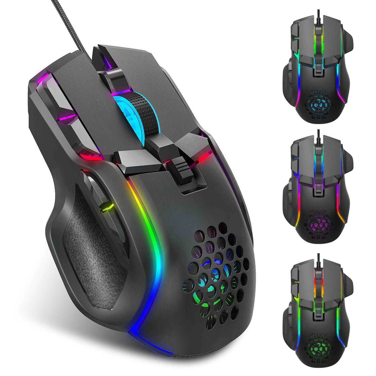 12800 DPI Adjustable Mechanical Mouse with RGB Lighting