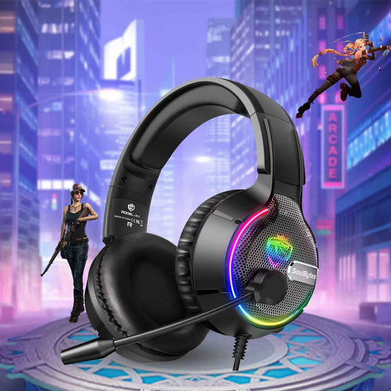 Head Mounted Gaming Headset: Soulbytes S19 Wired RGB for Ultimate Gaming Experience