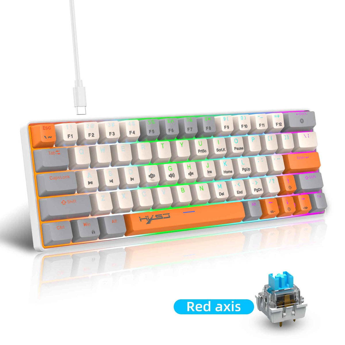 RGB Backlit Compact Mini Gaming Keyboard - 63-Key Mechanical Keyboard