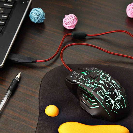 Gaming Mouse Colorful Luminous 7D - HXSJ Flow Crack Gaming Mouse