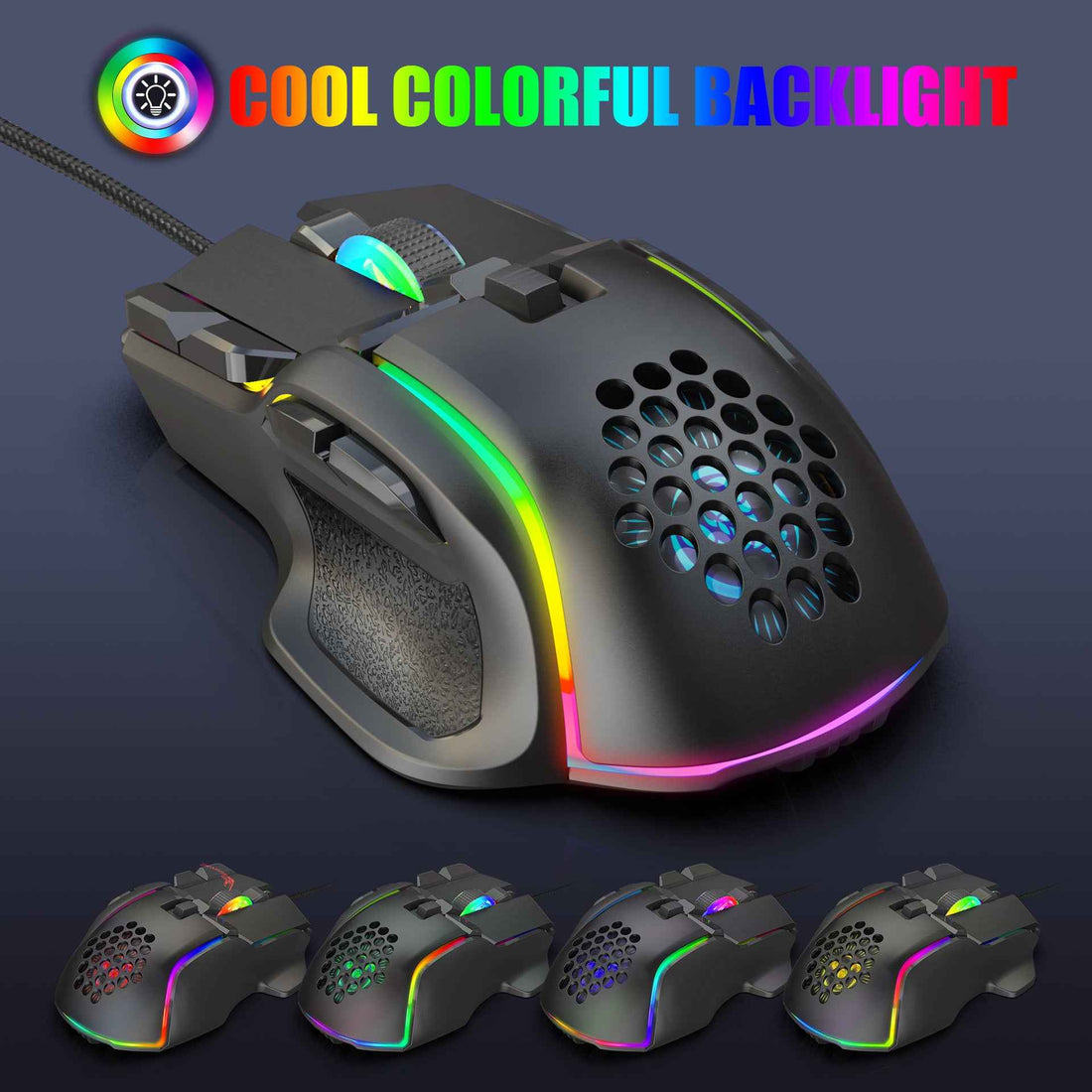 12800 DPI Adjustable Mechanical Mouse with RGB Lighting