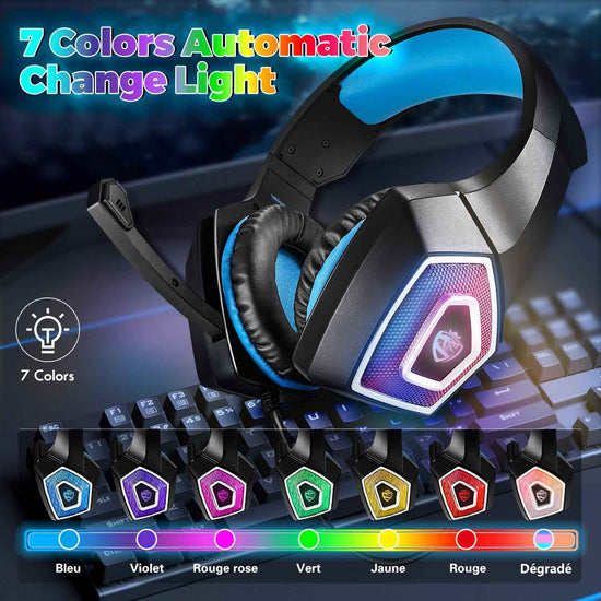 Wired Computer Headphones with Colorful RGB - Ultimate Gaming Experience