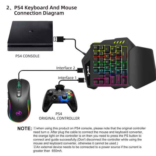 V500 Gaming One Handed Keyboard – RGB Illuminated for PS3/PS4