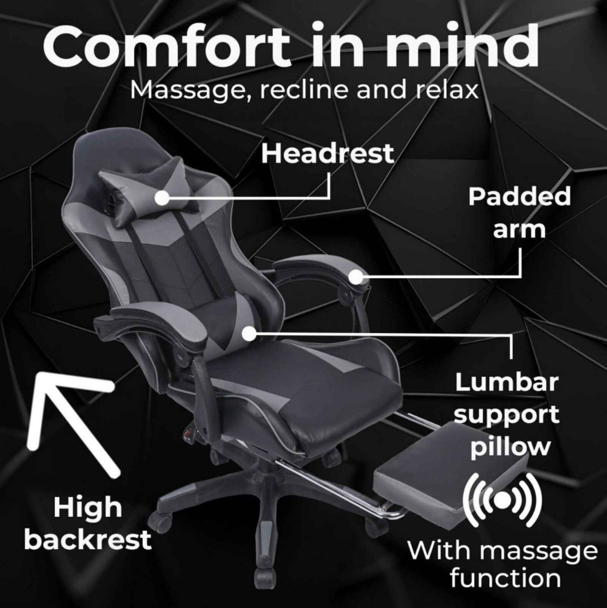 Chair: Ergonomic Massage Office Gaming Computer Desk Swivel Recliner