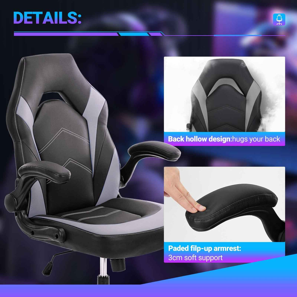 Computer Gaming Chair: PU Leather Ergonomic Swivel Office Chair