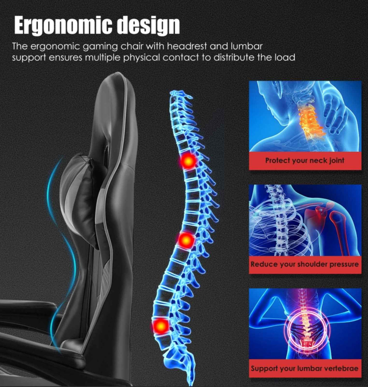 Chair: Ergonomic Massage Office Gaming Computer Desk Swivel Recliner